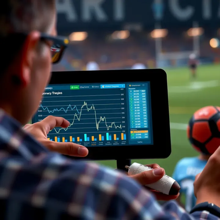 Detailed analysis of football statistics and charts on a digital device illustrating score prediction methods