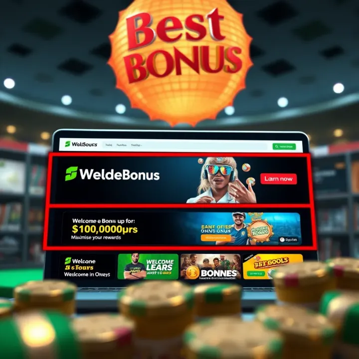 Illustration showing Nigerian online platform with various welcome bonus offers highlighted