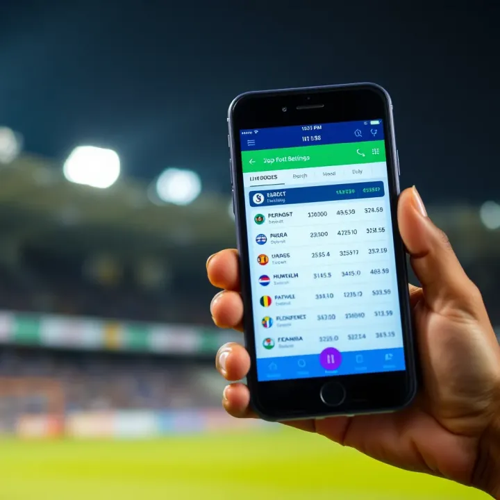 Mobile Access to Sports Betting Platforms in Nigeria Mobile phone showing a sports betting app with live odds and match details on the screen