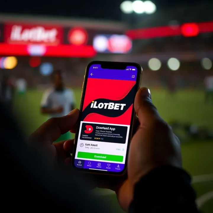Mobile phone screen showing iLotBet app download page on a Nigerian telecom network
