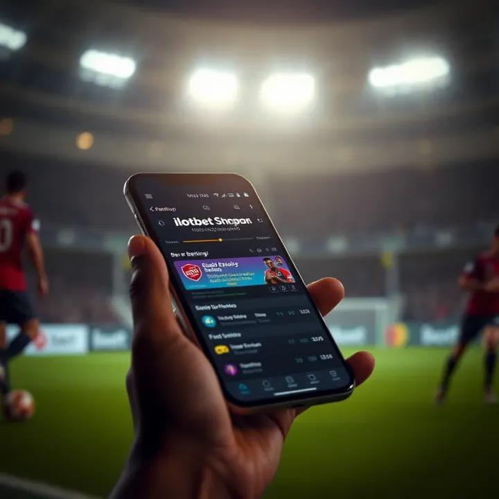 Mobile phone displaying IlotbetShop.com betting interface with betting options and odds
