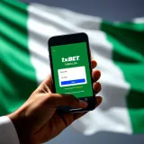 Mobile phone displaying 1xBet Lite login screen with Nigerian flag background