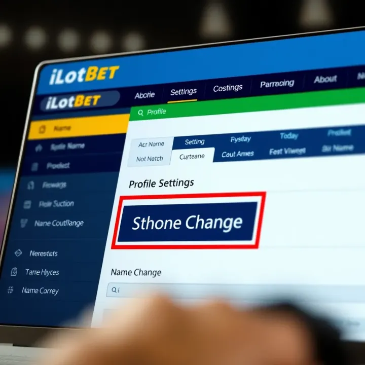 Screenshot of iLotBet platform showing the profile settings page with highlight on the name change option