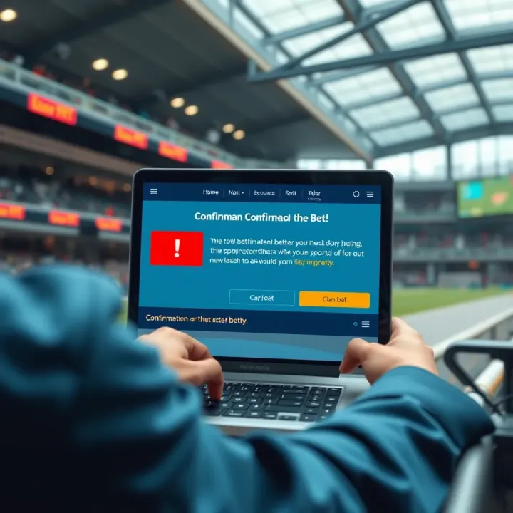 Illustration of secure online betting with confirmation notification and error alerts