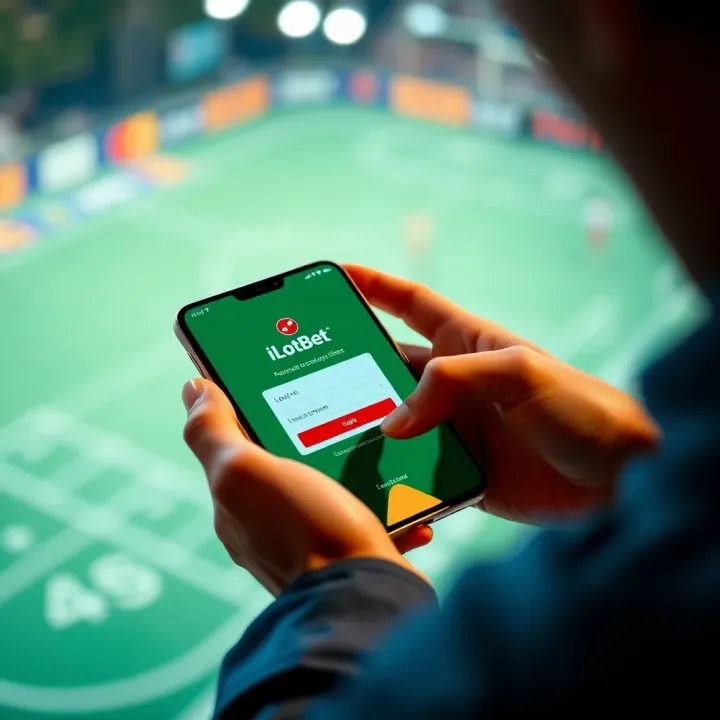 User logging into iLotBet account on a smartphone showing the login screen
