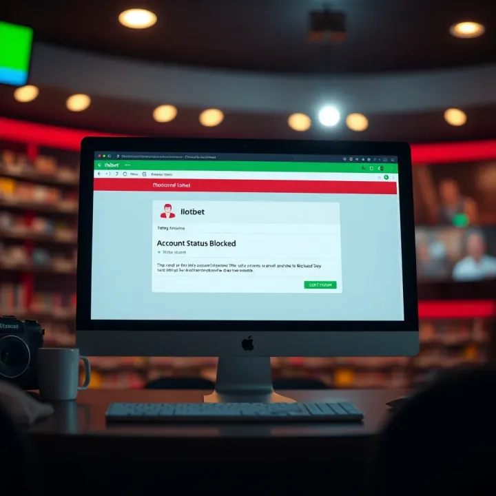 A computer screen displaying an account status notification for a blocked Ilotbet user