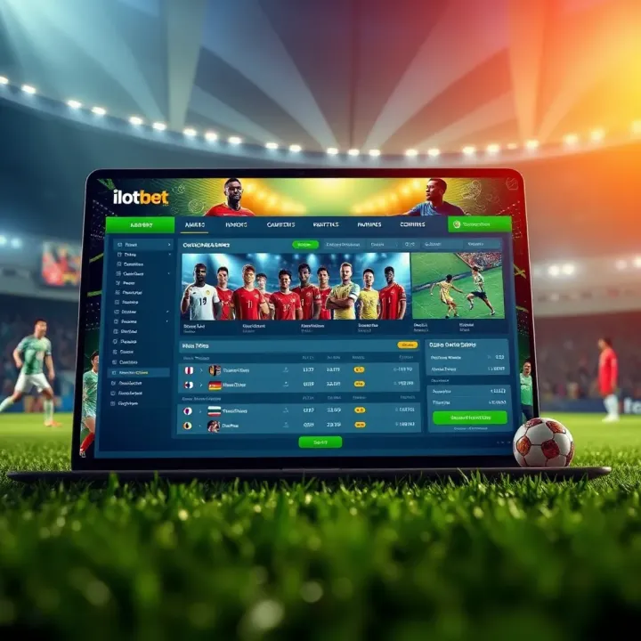 Illustration showing a digital sports betting interface with African football elements