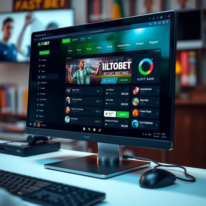 Computer desktop with Ilotbet betting app open, showcasing navigation and features