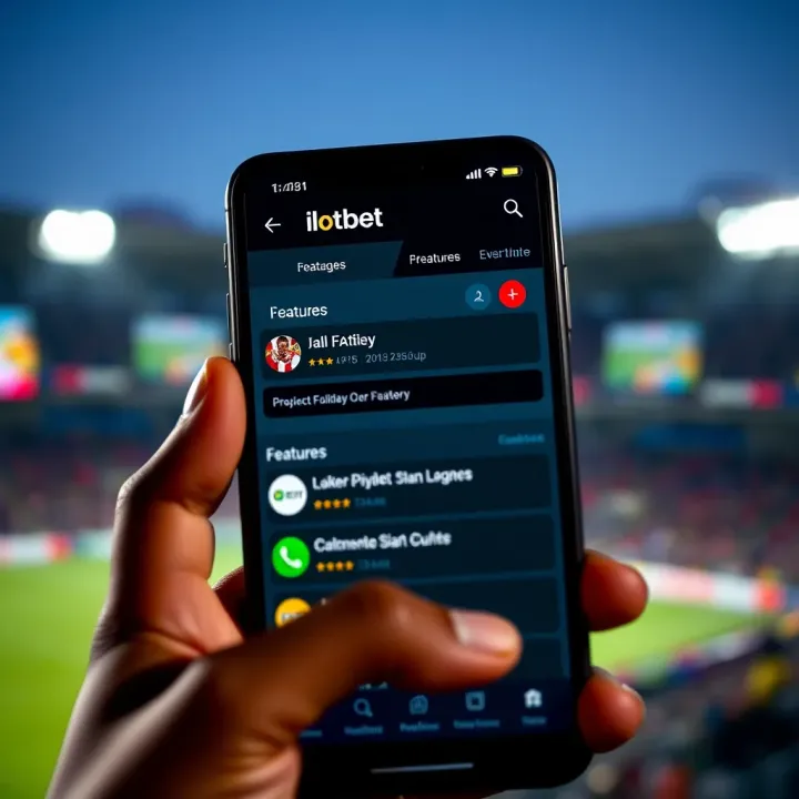 User interface displaying Ilotbet app features on a smartphone screen