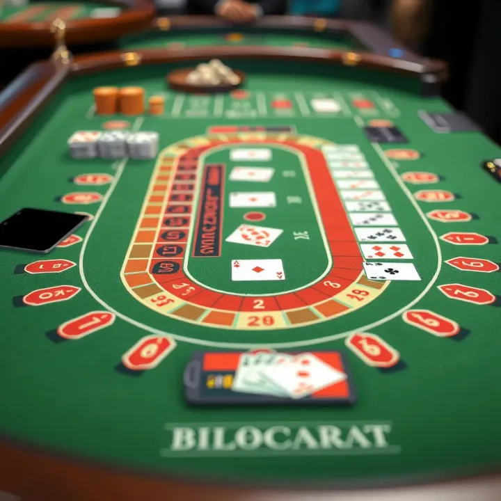 Illustration of a baccarat table layout displaying betting areas and card positions