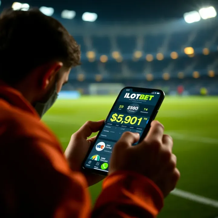 Illustration showing digital sports betting with bonus funds on a mobile device