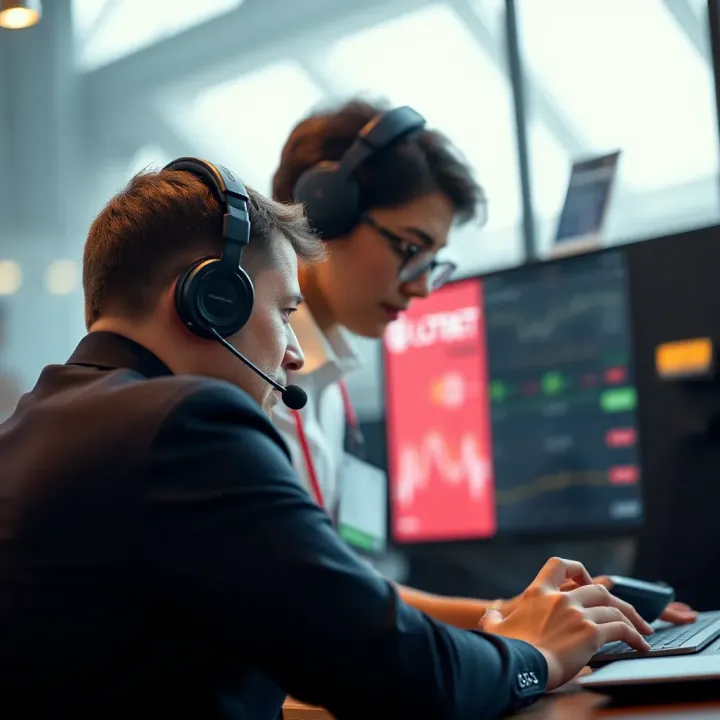 Customer support representative assisting a bettor on the phone