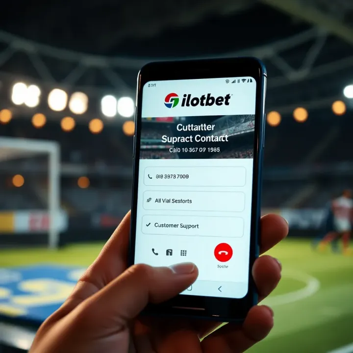 Mobile phone display showing Ilotbet customer support contact page with clear call options