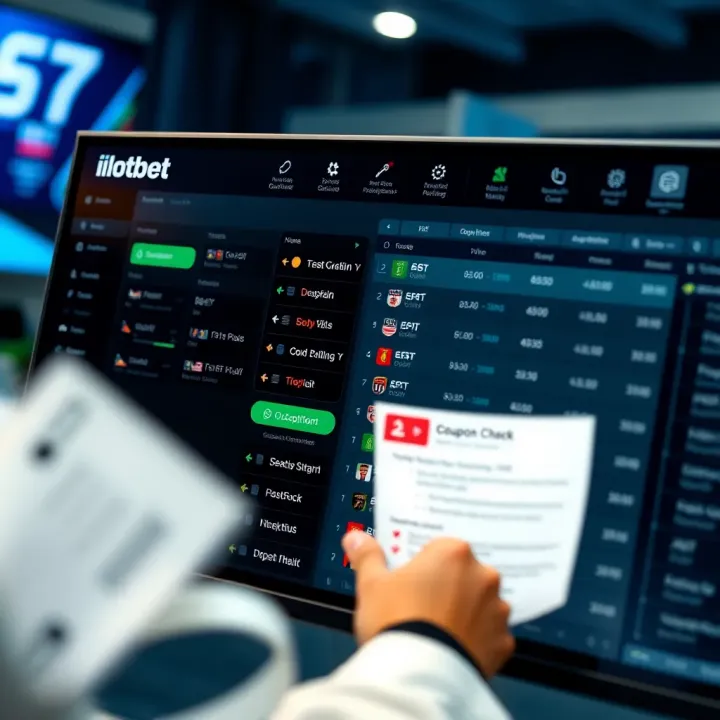 Digital dashboard showing betting options and coupon confirmation on Ilotbet platform