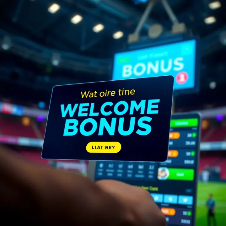Illustration of a digital welcome bonus notification on a betting platform interface