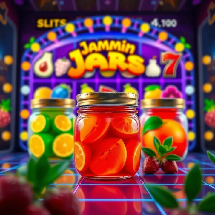 Colorful jam jars and fruit symbols from Jammin Jars slot game on vibrant grid