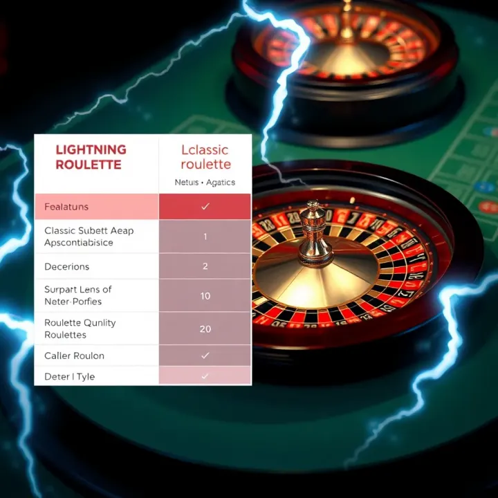 Comparison of Lightning Roulette and Classic Roulette Variations Comparison chart showing differences between classic roulette and Lightning Roulette gameplay options