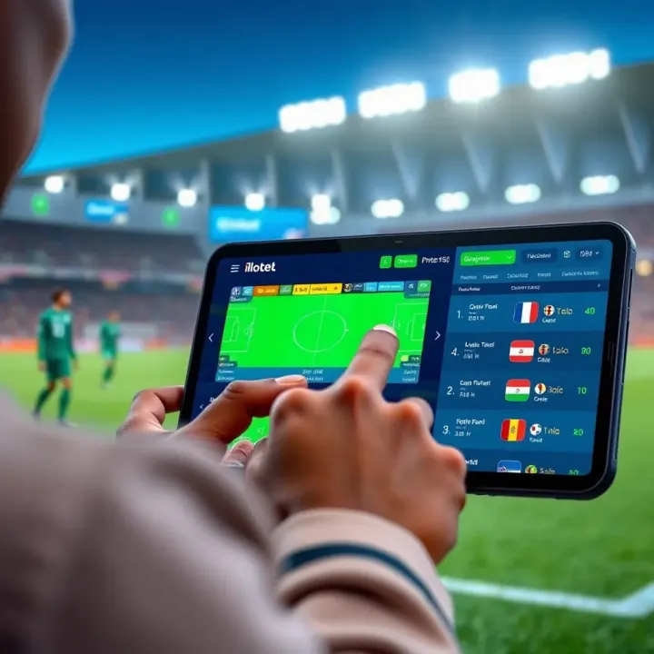 User interacting with a live soccer betting interface on a digital device