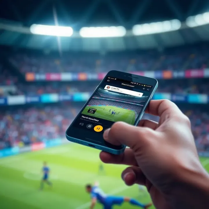 Mobile phone displaying live sports streaming through Ilotbet app interface
