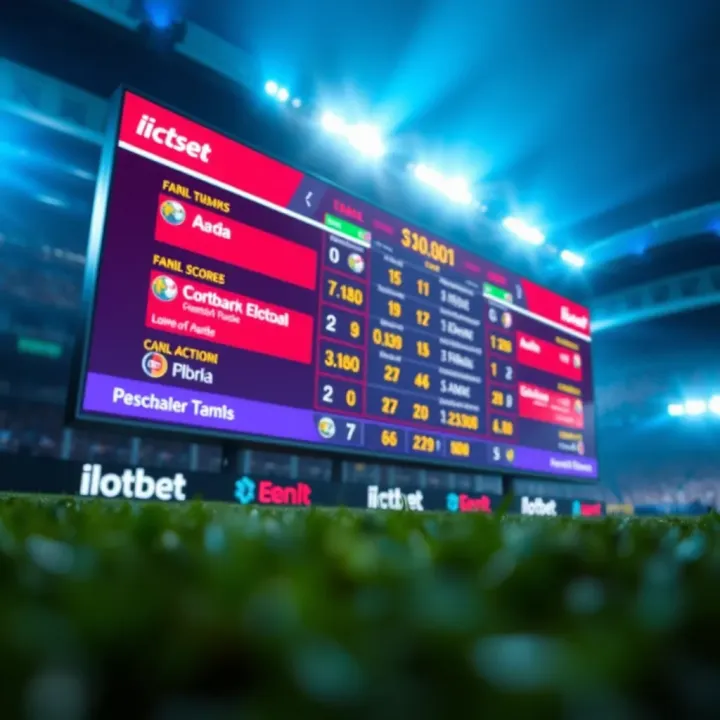 Live football match scoreboard displaying ongoing game statistics on digital screen