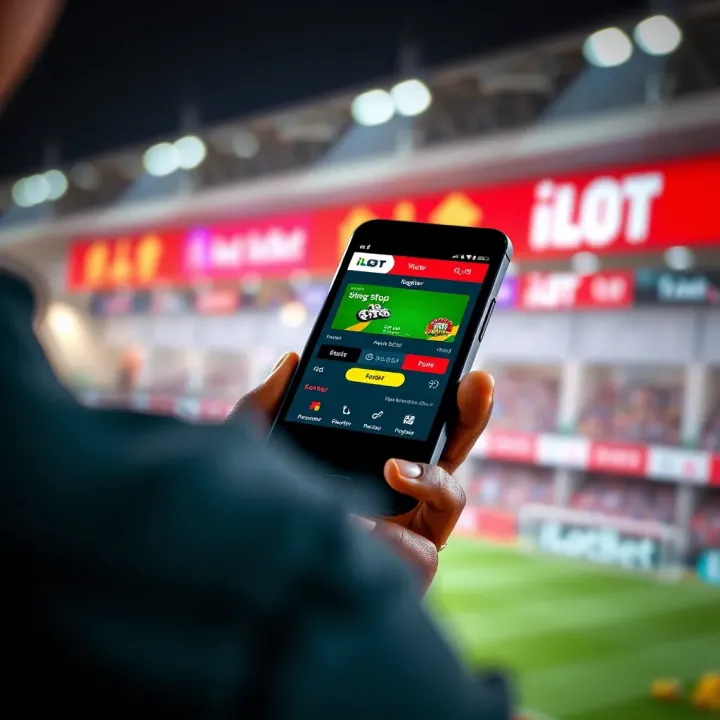 Illustration showing a digital mobile betting shop interface on a smartphone screen