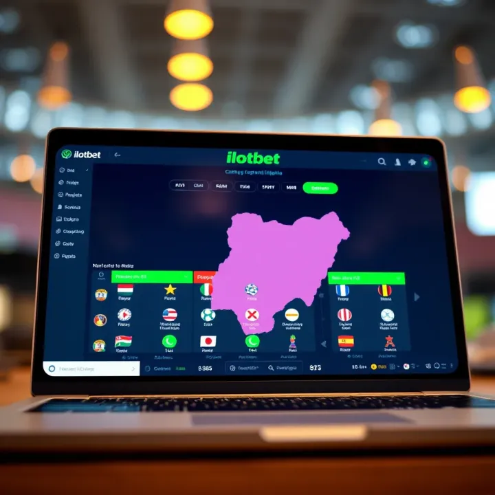 Graphic depicting online sports betting platform interface with Nigerian map and betting icons