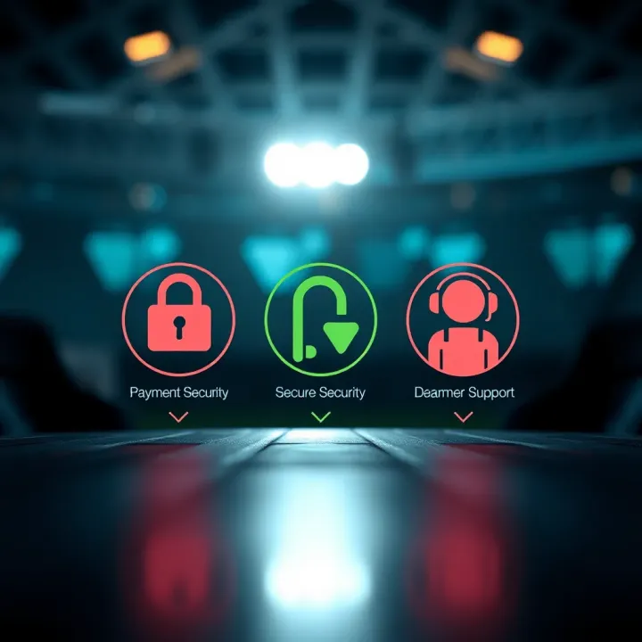 Icons representing secure payment methods and customer support on Ilotbet platform