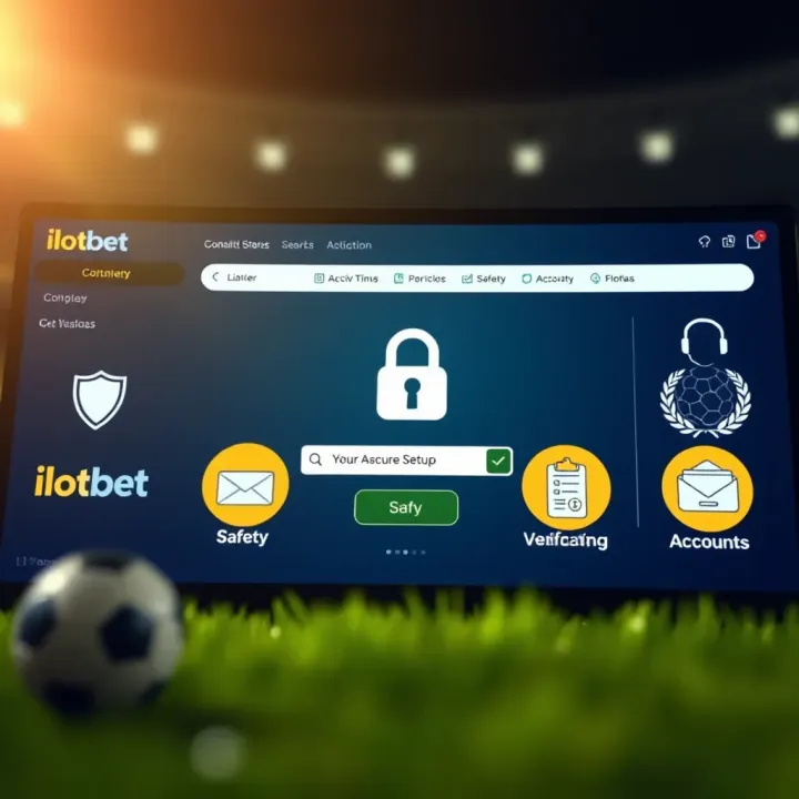 Illustration of a secure online betting platform with icons representing safety, verification, and account activation