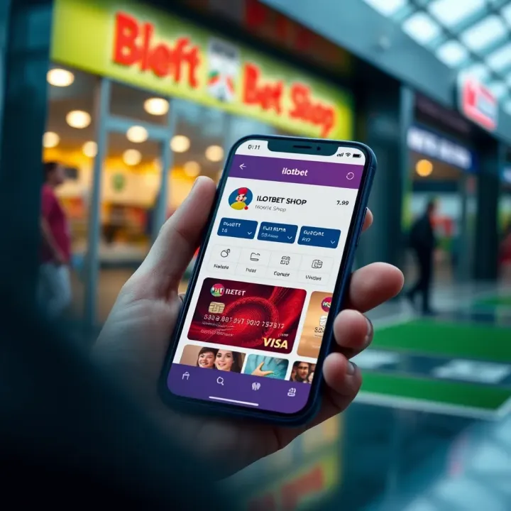 Mobile phone screen displaying Ilotbet Shop mobile banking app interface for easy betting payments