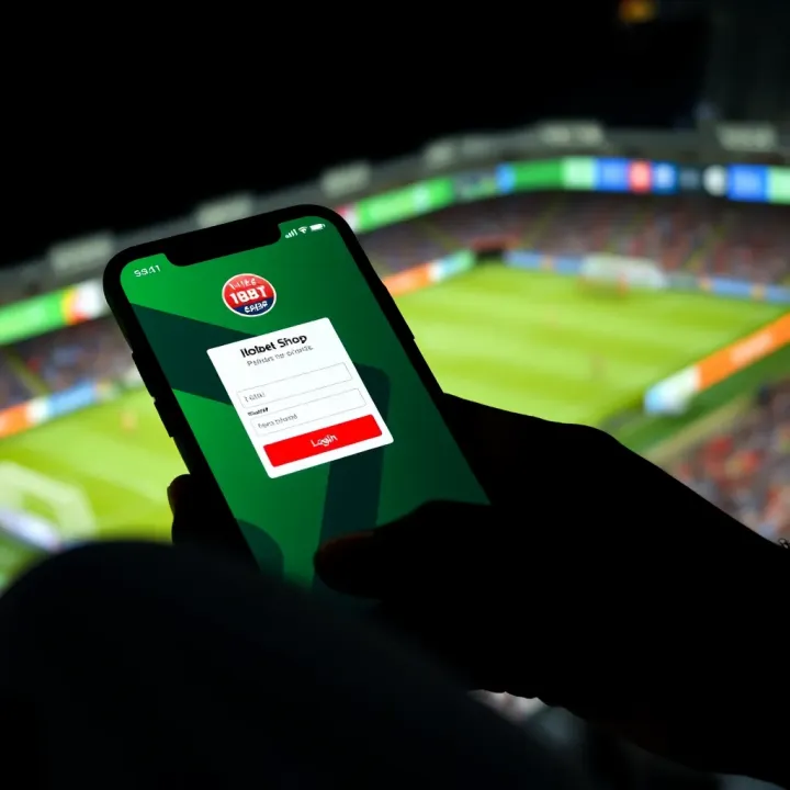 Illustration of a smartphone screen showing Ilotbet Shop mobile login interface in Nigeria