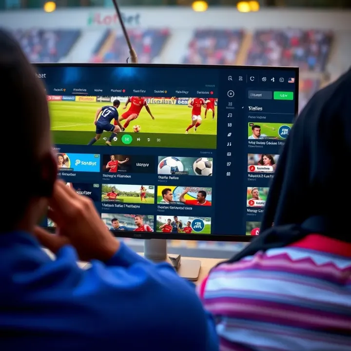 An engaging interface of a sports streaming platform showcasing live soccer options alongside betting features