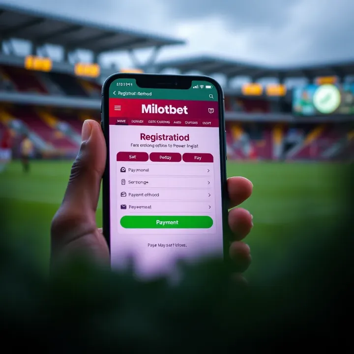 Mobile phone screen displaying Milotbet registration form with payment options for Nigerian users