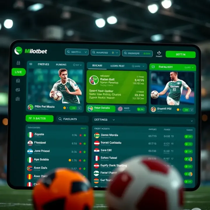 Dashboard showcasing sports betting options and live match updates on Milotbet platform
