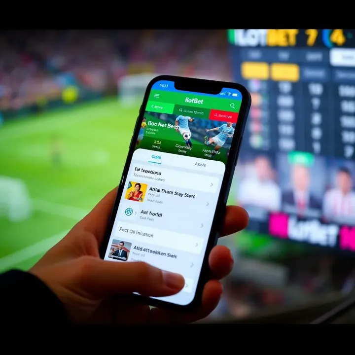 IlotBet Mobile Betting Interface on Smartphone Mobile device displaying IlotBet sports betting interface with clear navigation