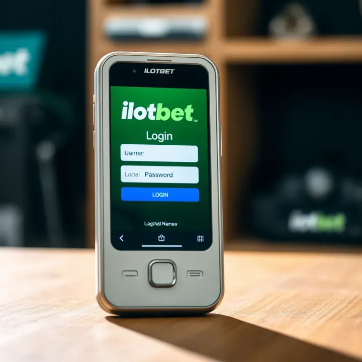 Older mobile phone displaying Ilotbet login screen with visible username and password fields