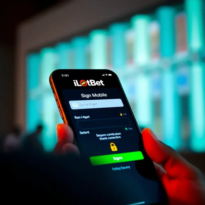 Smartphone showing the sign up form for iLotBet with secure connection indicators
