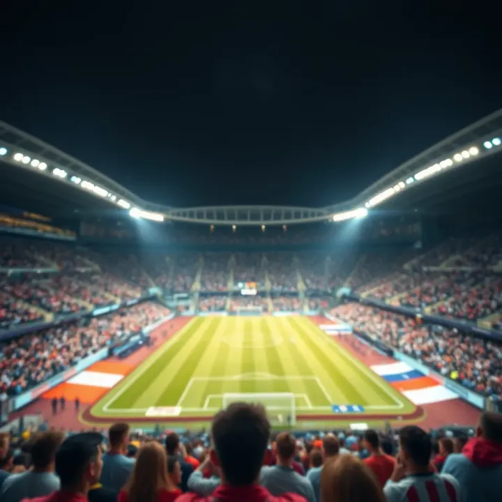Stadium filled with fans under bright lights during an evening Serie A game