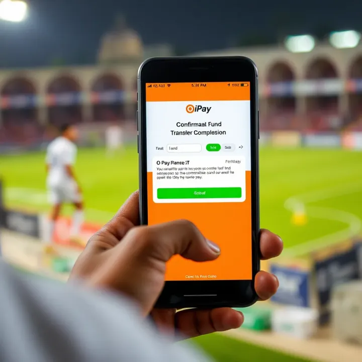 Mobile phone screen displaying successful funds transfer confirmation via OPay