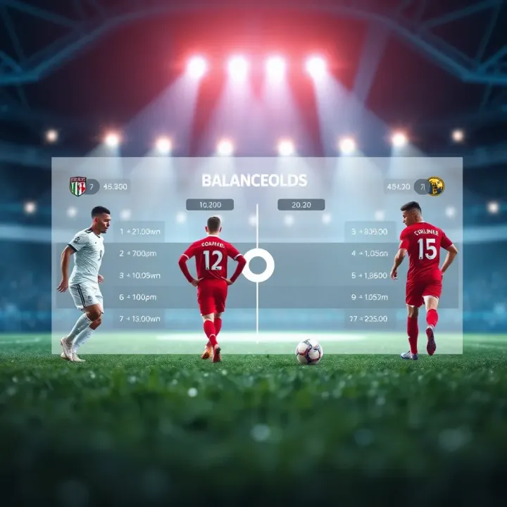 Graphic illustrating balanced football teams with betting odds displayed