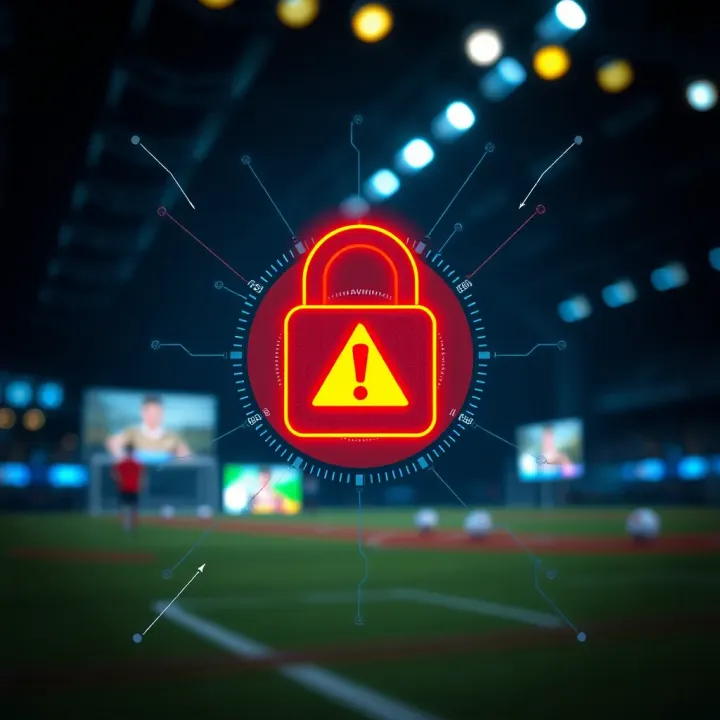 Conceptual representation of online betting risks with digital lock and warning symbols