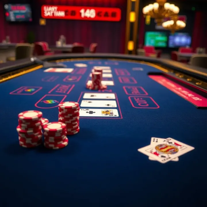 Blackjack table layout with cards and chips representing a game session on IlotBet platform