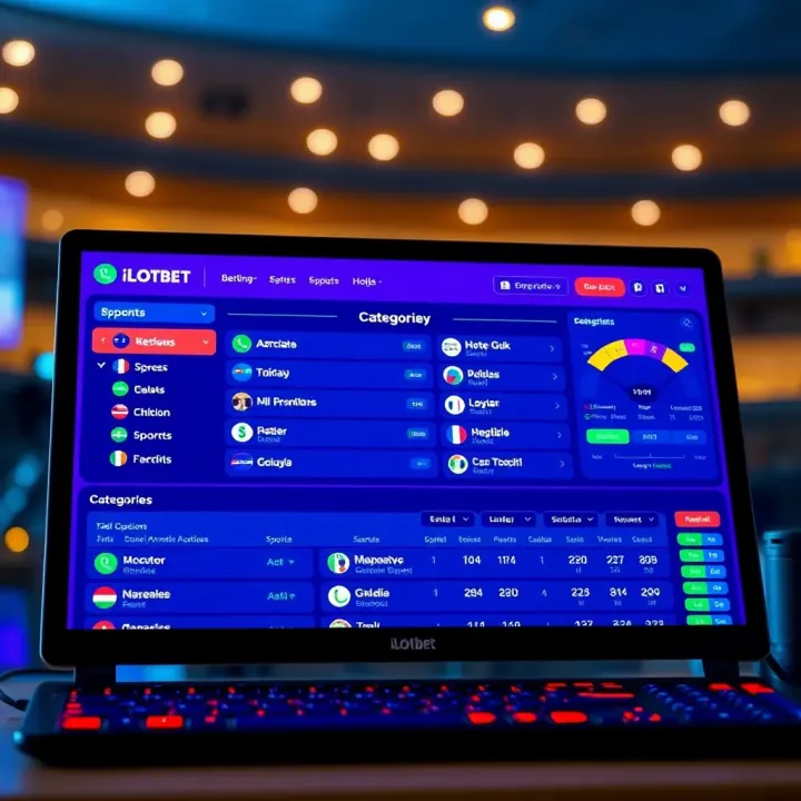 Dashboard view of iLotbet computer version displaying betting options and sports categories