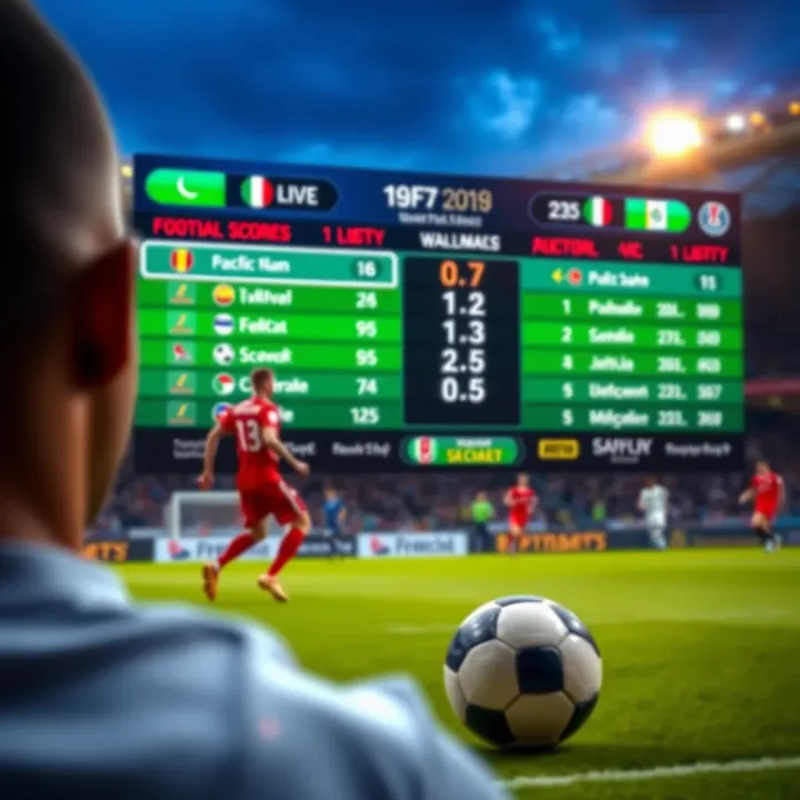 Illustration showing a digital interface with live football match scores updating in real time