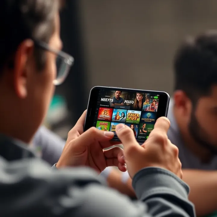 User engaging with mobile device showing various gaming options and promotional offers on iLotBet Lives app
