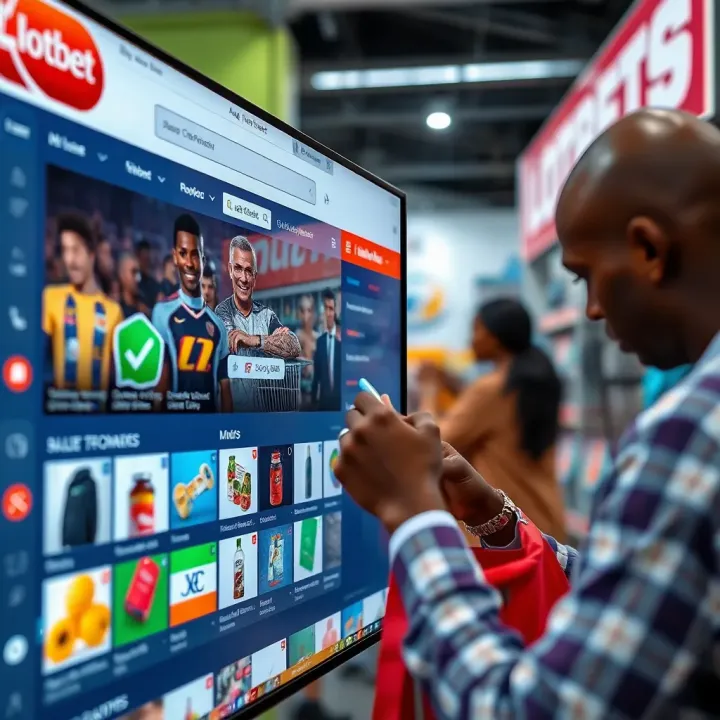 User browsing an online shopping platform with various product categories visible