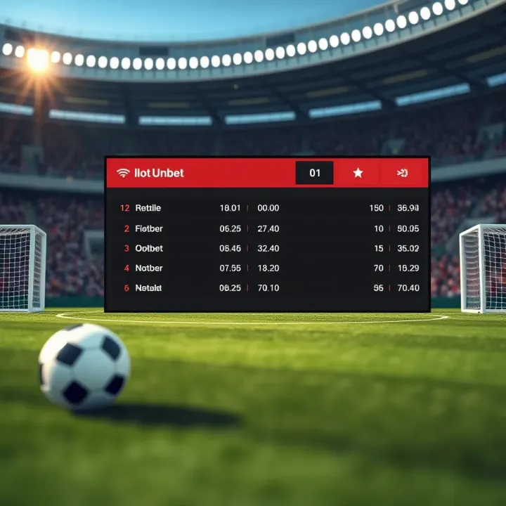 Illustration showing a football field with over under betting odds displayed on a digital screen