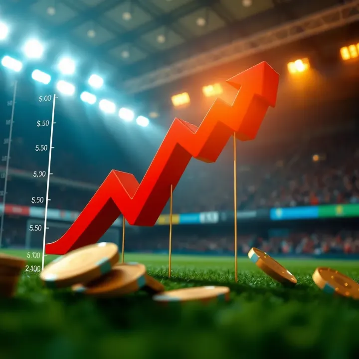 Graphic illustrating interpretation of betting results with upward trends and currency symbols
