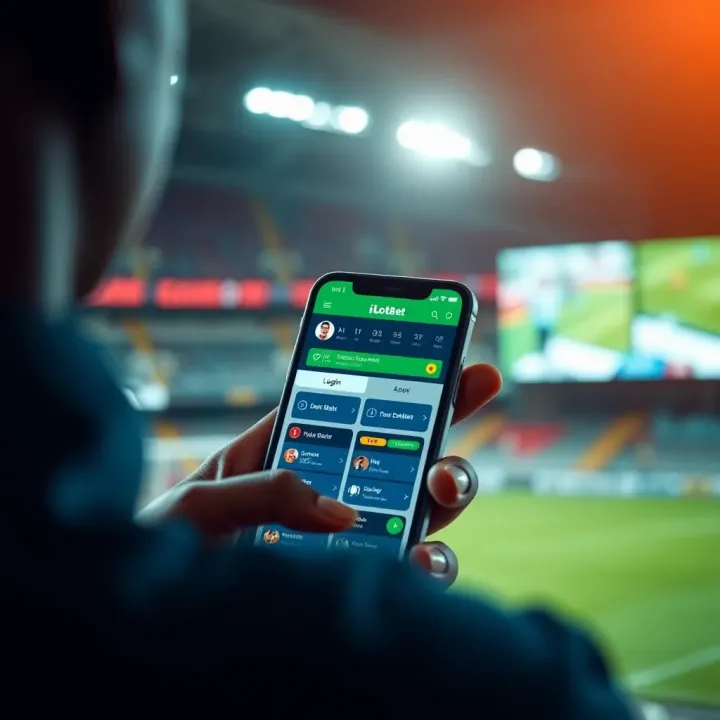 Mobile device displaying the iLotBet app interface with betting options and secure login